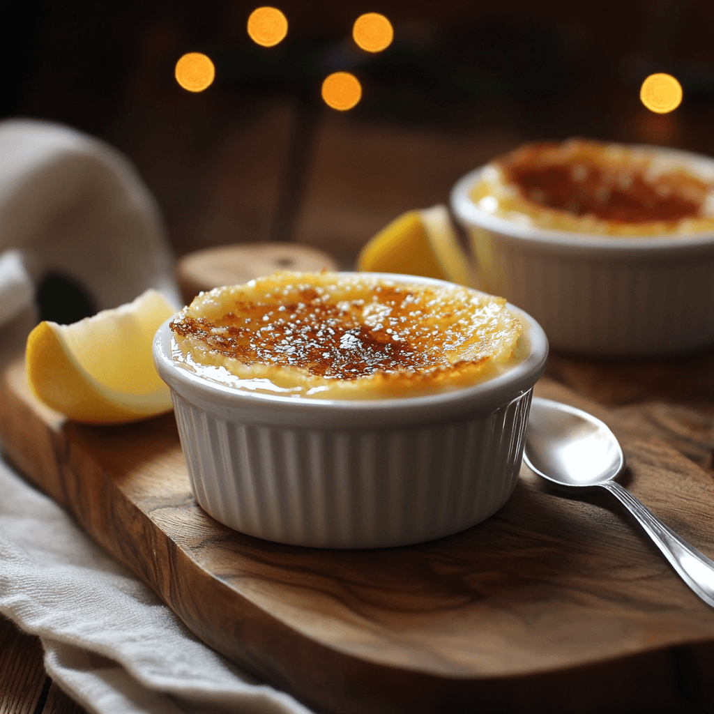 Crab Brulee Recipe with caramelized top served in a ramekin.