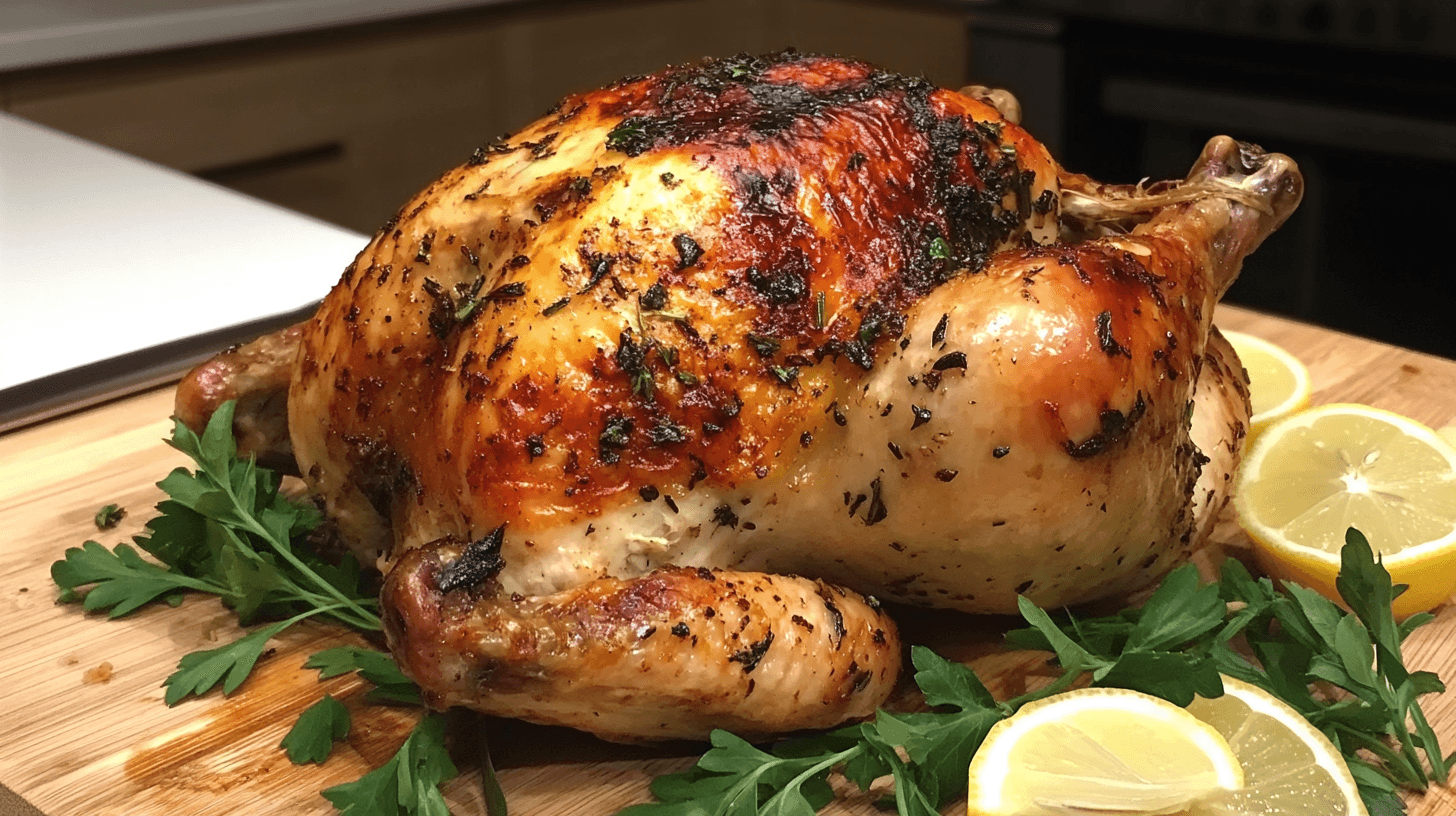 Crispy Rotisserie Chicken With Herbs And Lemon