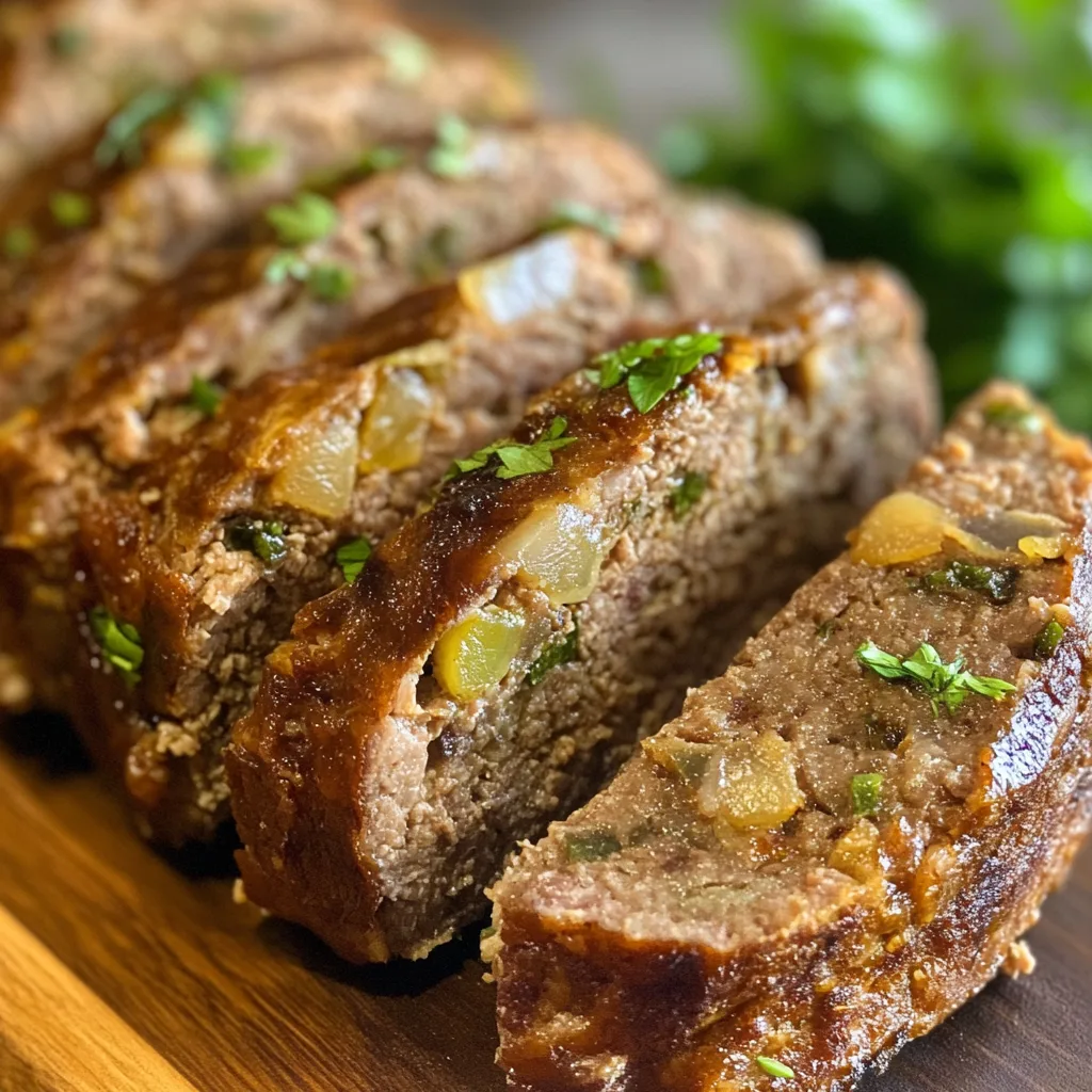 Image of a sliced meatloaf to show the moist interior