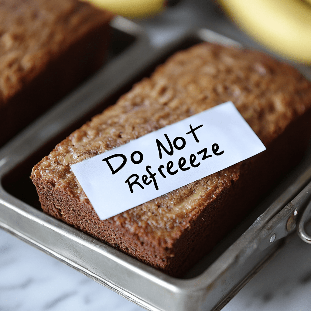 banana bread labeled with a "Do Not Refreeze" note.