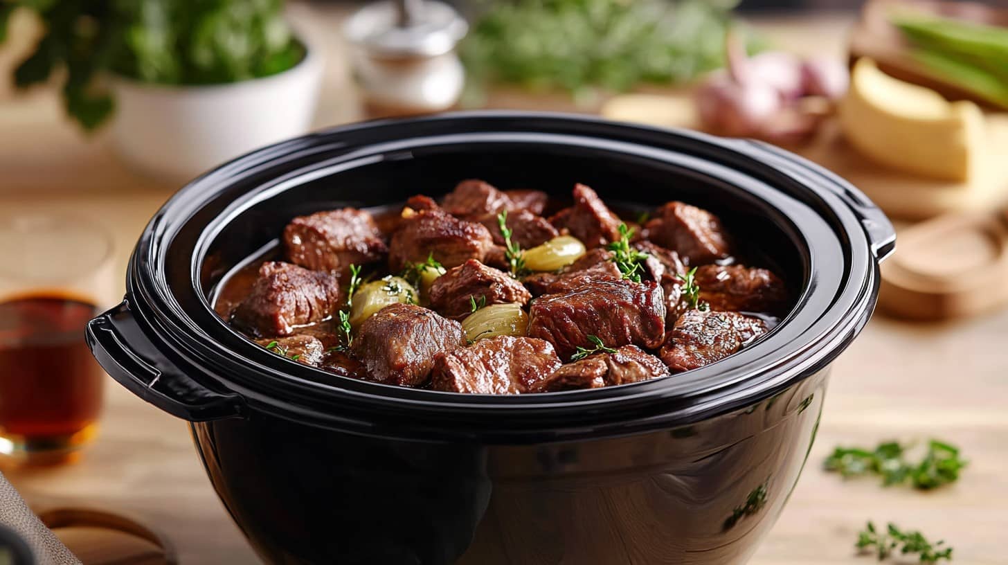 Slow Cooked Meat In An Aroma Rice Cooker