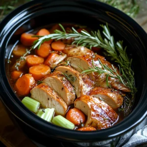 crock pot with the wild turkey and vegetables layered inside