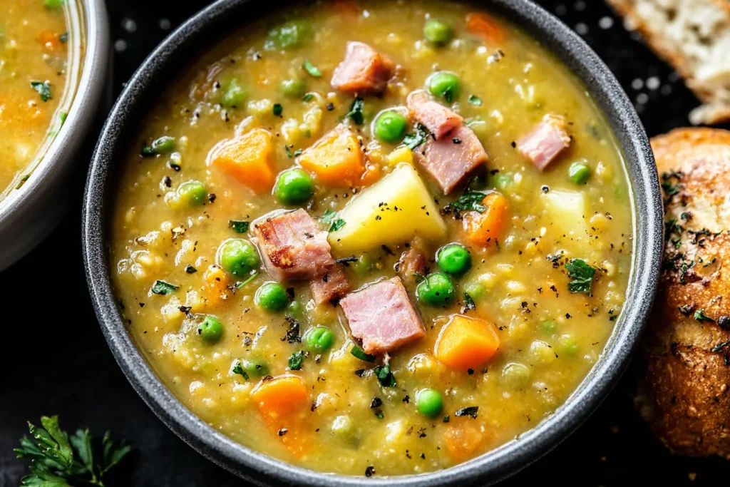Classic crockpot soup recipes with split peas, smoky ham, and slow-simmered vegetables.