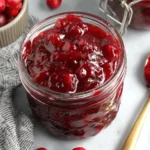 Cranberry Apple Jam with chunky texture and fresh cranberries