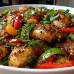 Black Pepper Chicken with peppers in a savory pepper sauce
