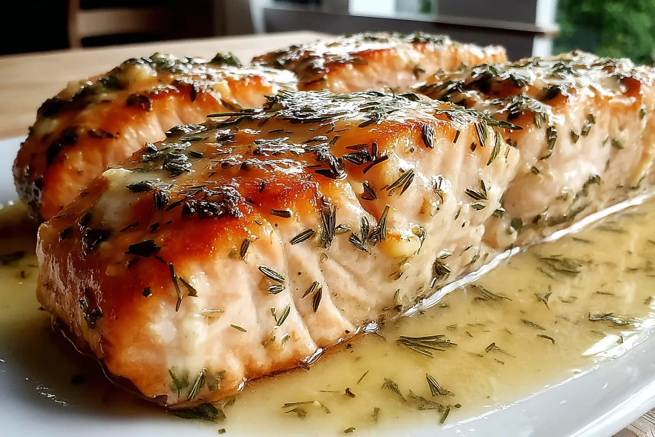 Marry Me Salmon fillets baked until golden with herbs and buttery sauce