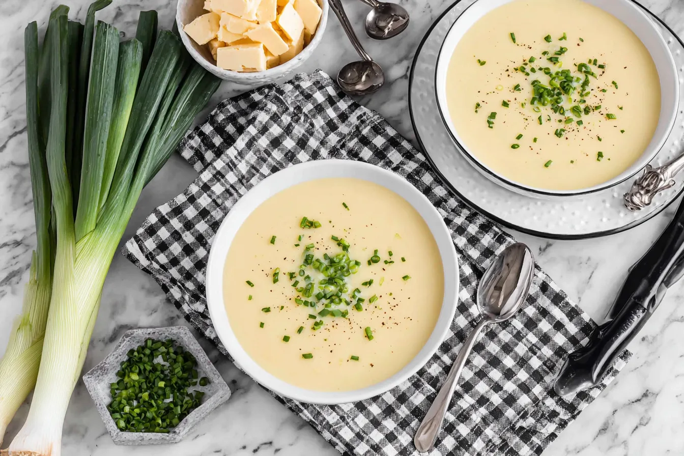 Slow Cooker Potato Leek Soup Recipe with fresh leeks, butter, and creamy texture