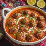 Kofta Curry (Meatball curry) with tender beef meatballs in a rich Indian-style curry sauce