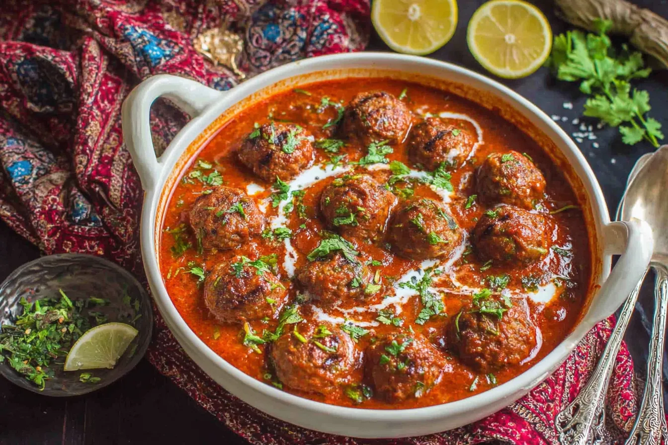Kofta Curry (Meatball curry) with tender beef meatballs in a rich Indian-style curry sauce