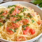 Lemon Capellini Salad Recipe with fresh tomatoes, capers, and parsley