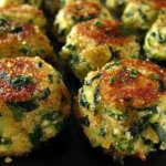 Crispy baked Zucchini Garlic Bites with parmesan, herbs, and golden tops on a dark serving tray.